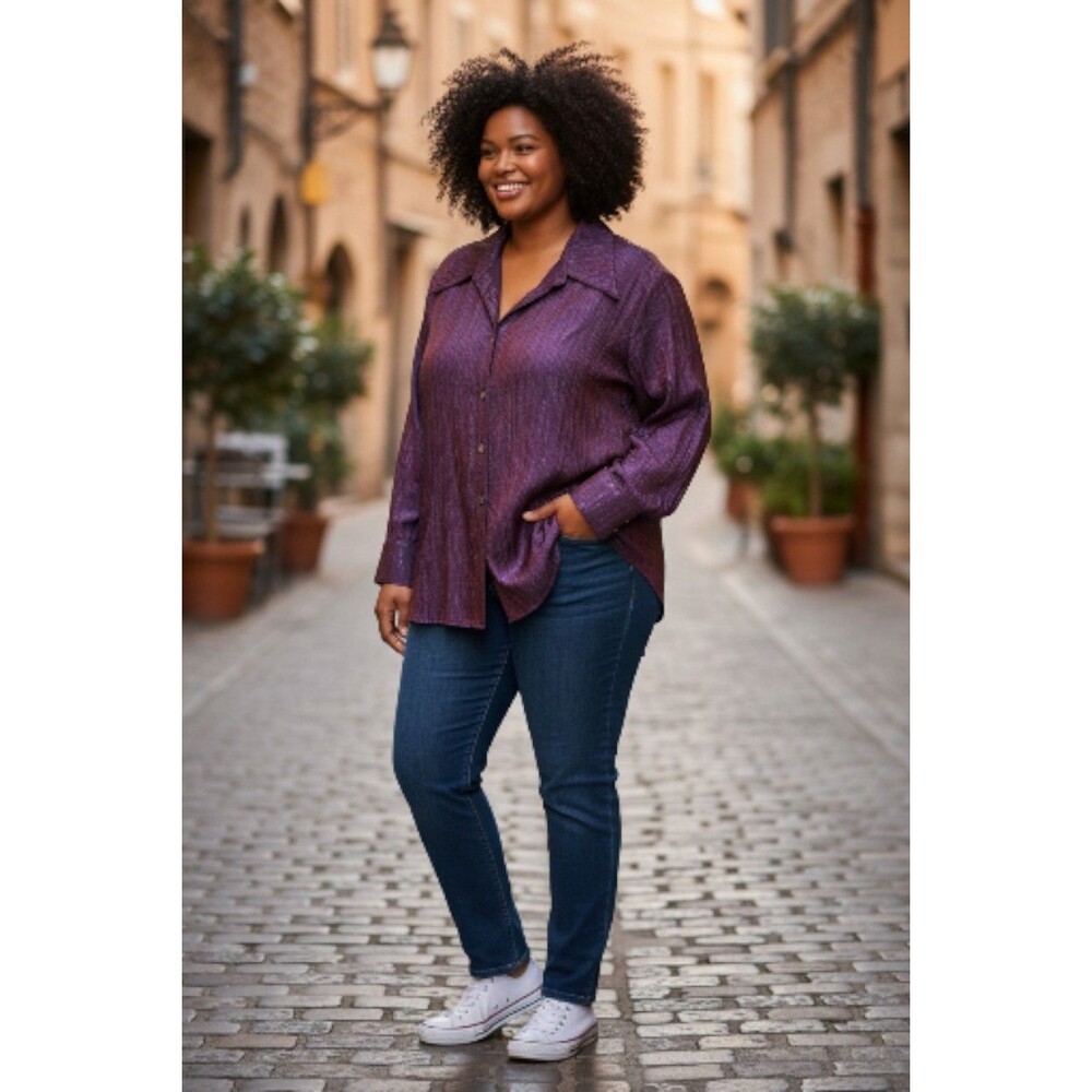 Women's Vintage Prestige Shiny  Purple To redish Changes  Long Sleeve XXL